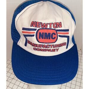 Vtg Newton Manufacturing Company NMC Newco Mesh Snapback Collectible Blue White